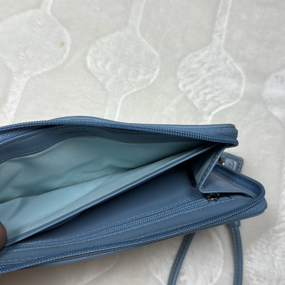 Coach Wristlet Wallet Multicolor Butterfly Print Canvas Blue Trim Zip Around - Picture 6 of 12